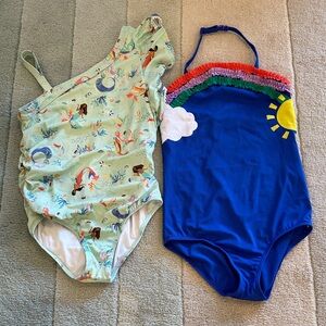 Mini Boden Kids Swim One Piece - Light Green and Blue
